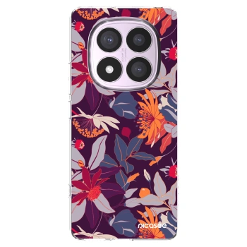 Picasee silikonový průhledný obal pro Xiaomi Redmi Note 14 Pro 5G - Purple Leaf