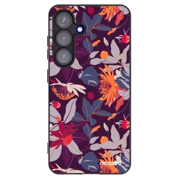 Picasee silikonový černý obal pro Samsung Galaxy S25 5G - Purple Leaf