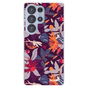 Picasee silikonový průhledný obal pro Samsung Galaxy S25 Ultra 5G - Purple Leaf