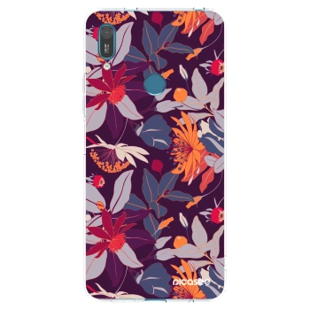 Picasee silikonový průhledný obal pro Huawei Y7 2019 - Purple Leaf