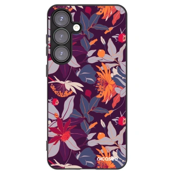 Picasee silikonový černý obal pro Samsung Galaxy S25+ 5G - Purple Leaf