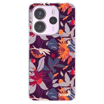 Picasee silikonový průhledný obal pro Xiaomi Redmi Note 14 4G - Purple Leaf