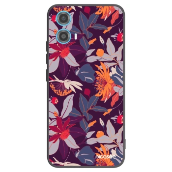 Picasee silikonový černý obal pro Motorola Moto G34 5G - Purple Leaf