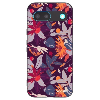 Picasee silikonový černý obal pro Google Pixel 8 - Purple Leaf