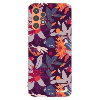 Picasee silikonový průhledný obal pro Samsung Galaxy A13 5G - Purple Leaf