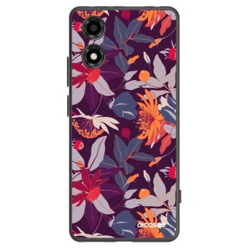 Picasee silikonový černý obal pro Motorola Moto E14 - Purple Leaf