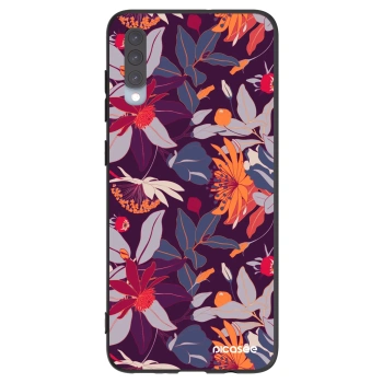 Picasee silikonový černý obal pro Samsung Galaxy A70 A705F - Purple Leaf