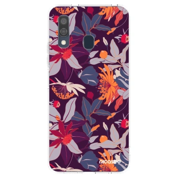 Picasee silikonový průhledný obal pro Samsung Galaxy A40 A405F - Purple Leaf