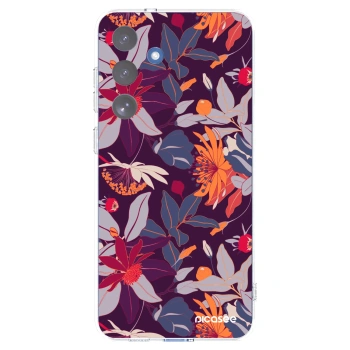 Picasee silikonový průhledný obal pro Samsung Galaxy S25 FE 5G - Purple Leaf