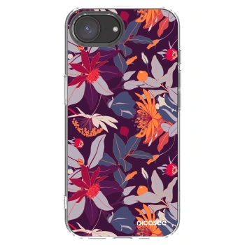 Picasee silikonový průhledný obal pro Apple iPhone 17e - Purple Leaf