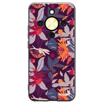 Picasee silikonový černý obal pro Honor Magic8 Lite 5G - Purple Leaf