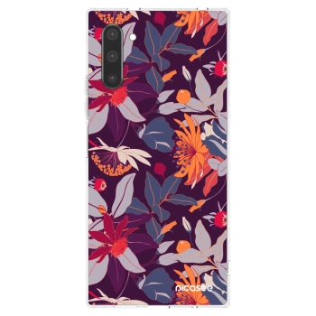 Picasee silikonový průhledný obal pro Samsung Galaxy Note 10 N970F - Purple Leaf