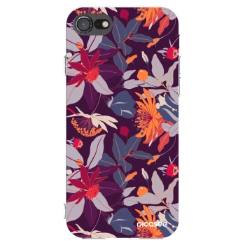 Picasee silikonový průhledný obal pro Apple iPhone 8 - Purple Leaf