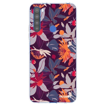 Picasee silikonový průhledný obal pro Xiaomi Redmi Note 8T - Purple Leaf