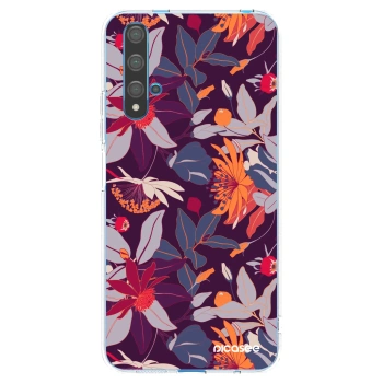 Picasee silikonový průhledný obal pro Huawei Nova 5T - Purple Leaf