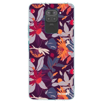 Picasee silikonový černý obal pro Xiaomi Redmi Note 9 - Purple Leaf