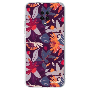 Picasee silikonový průhledný obal pro Xiaomi Redmi Note 9S - Purple Leaf