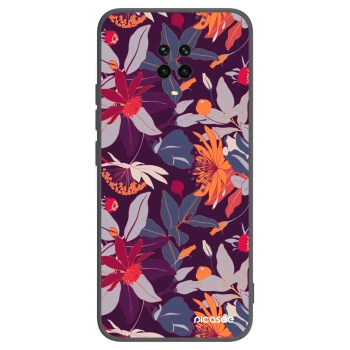 Picasee silikonový černý obal pro Xiaomi Redmi Note 9S - Purple Leaf