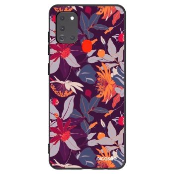 Picasee silikonový černý obal pro Samsung Galaxy A21s - Purple Leaf