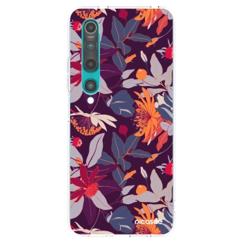 Picasee silikonový průhledný obal pro Xiaomi Mi 10 - Purple Leaf
