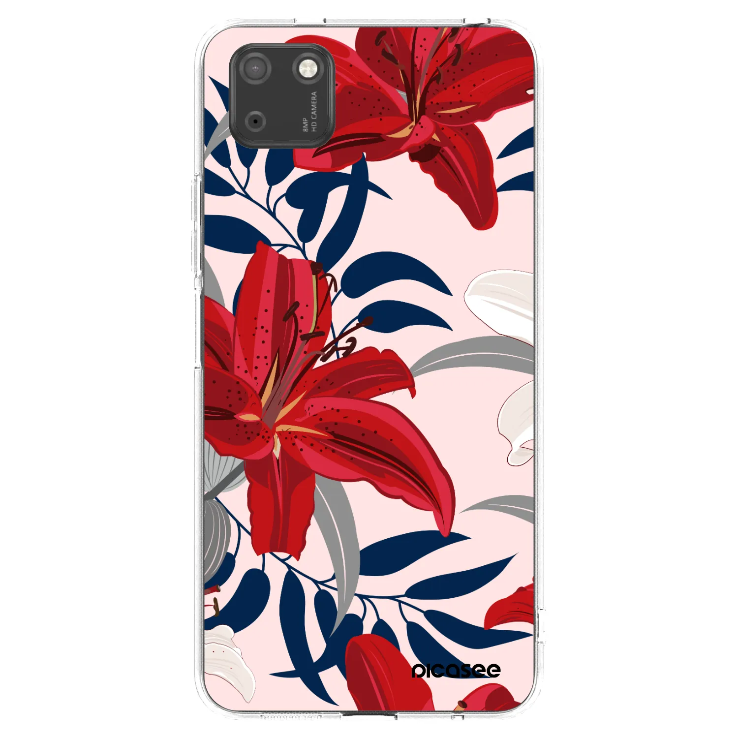 Picasee silikonový průhledný obal pro Huawei Y5P - Red Lily