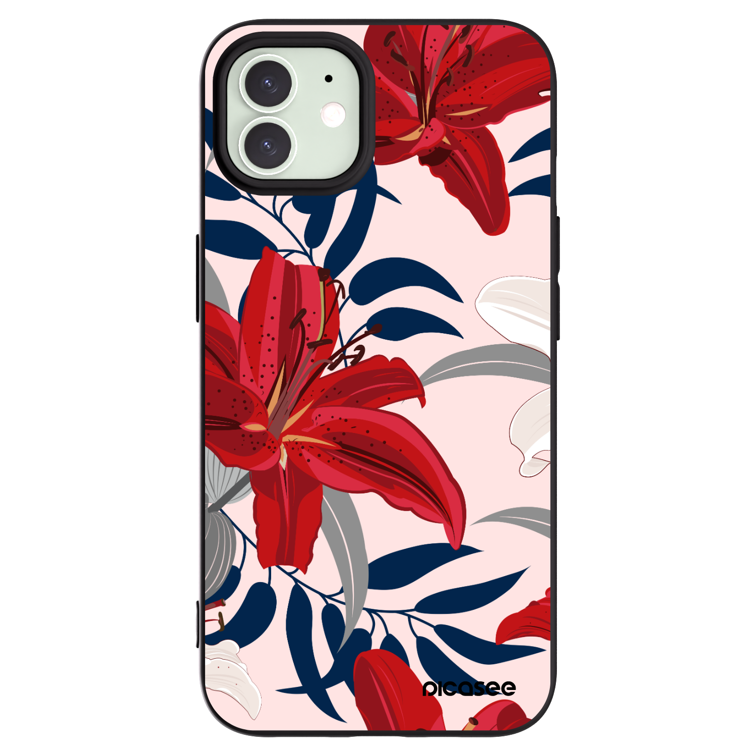 Picasee silikonový černý obal pro Apple iPhone 12 - Red Lily