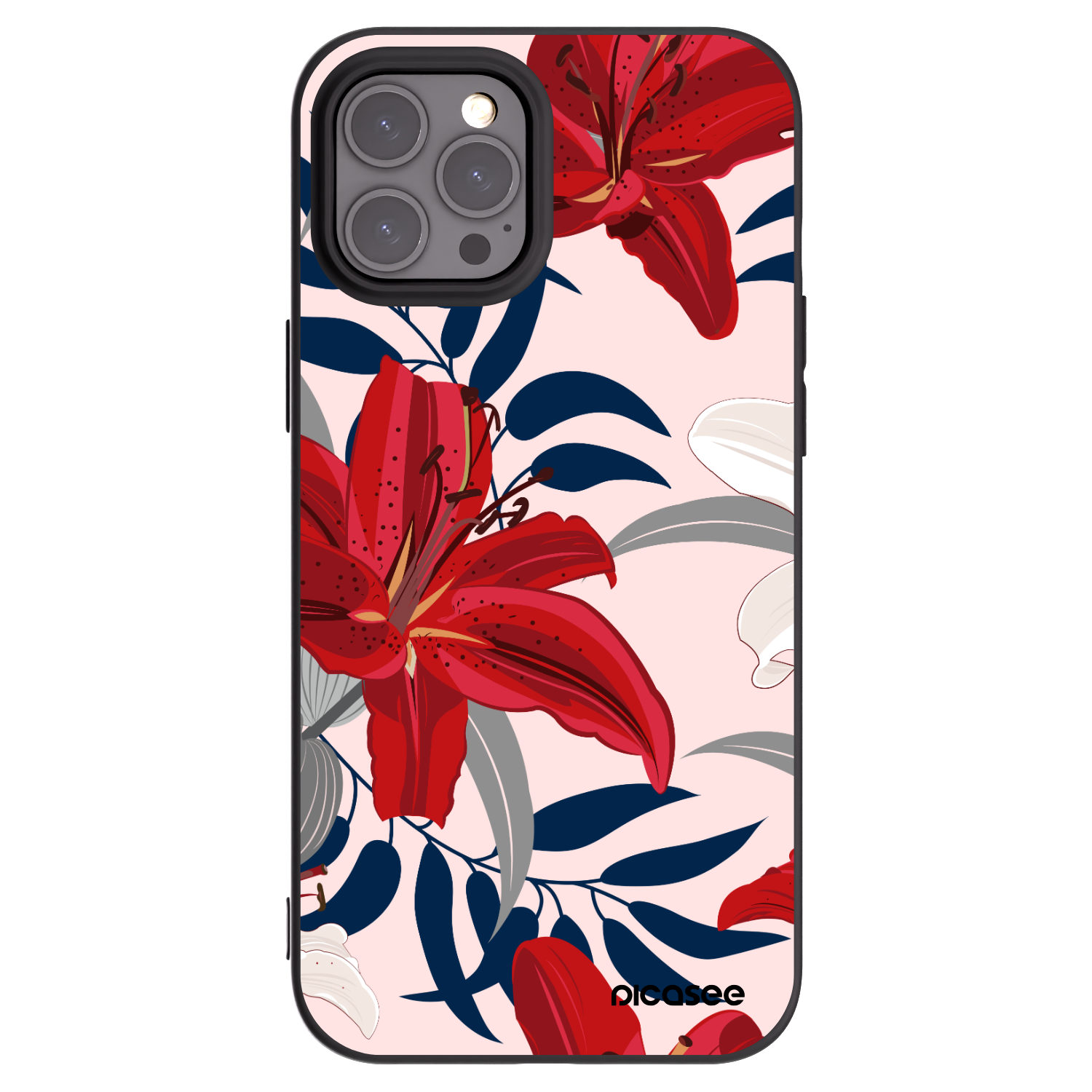 Picasee silikonový černý obal pro Apple iPhone 12 Pro Max - Red Lily
