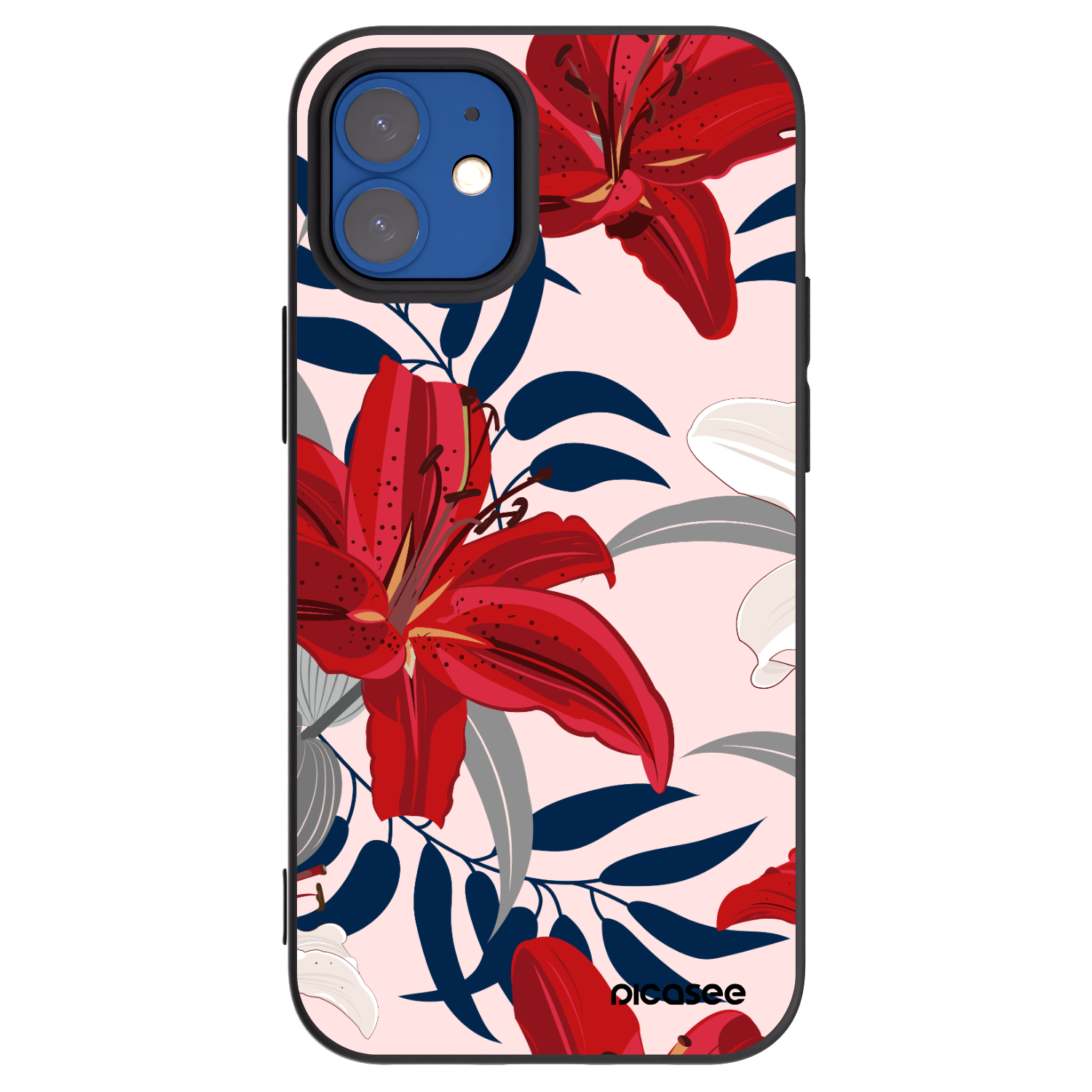 Picasee silikonový černý obal pro Apple iPhone 12 mini - Red Lily