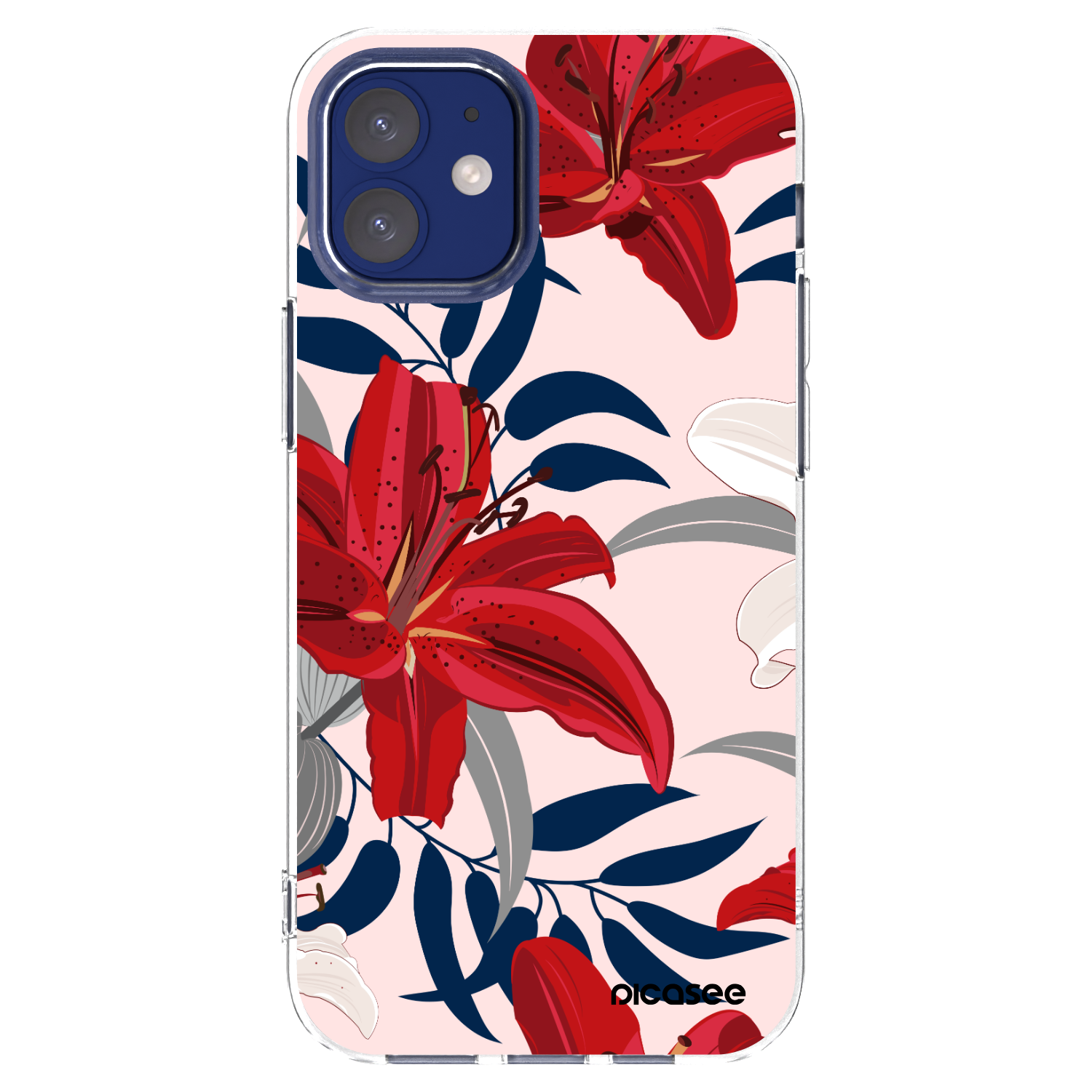 Picasee silikonový průhledný obal pro Apple iPhone 12 mini - Red Lily