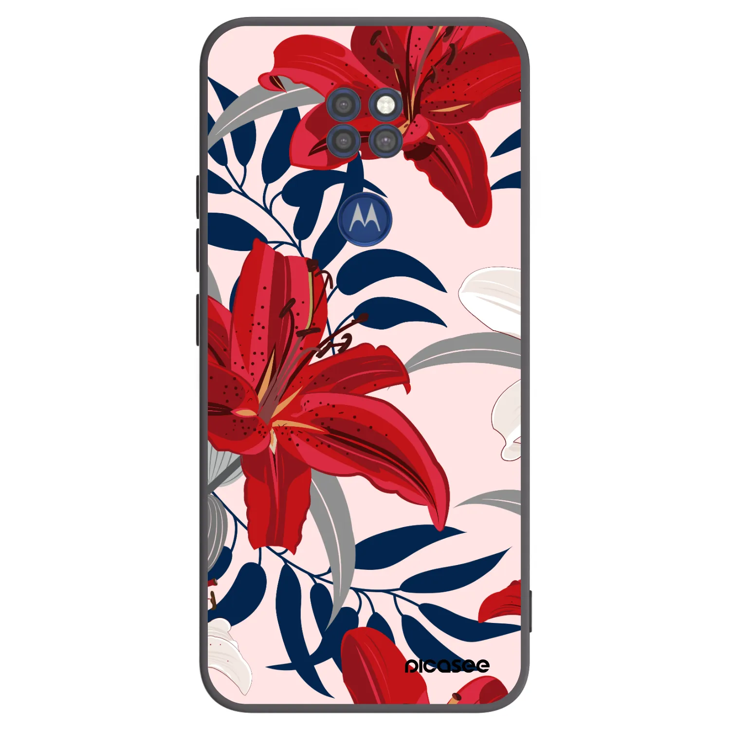 Picasee silikonový černý obal pro Motorola Moto G9 Play - Red Lily