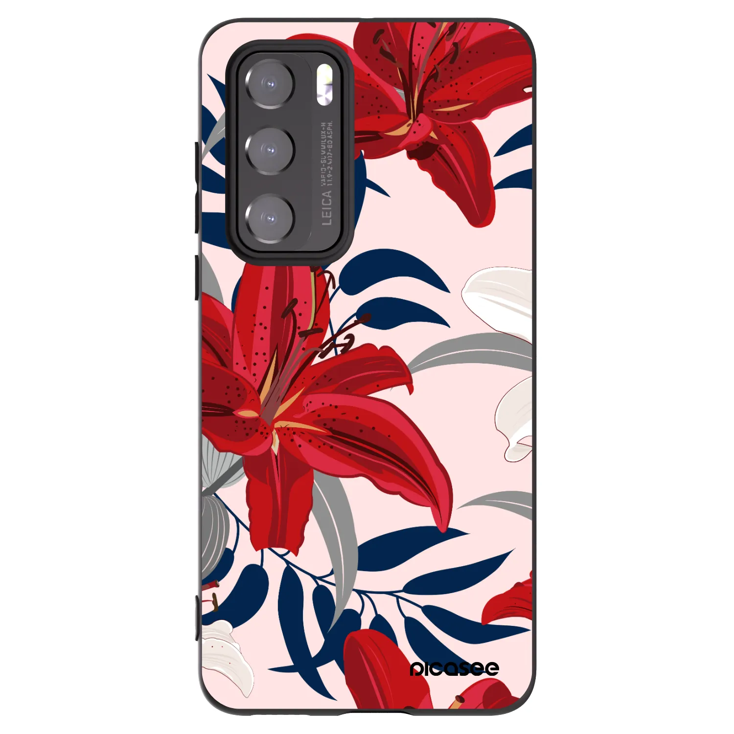 Picasee silikonový černý obal pro Huawei P40 - Red Lily