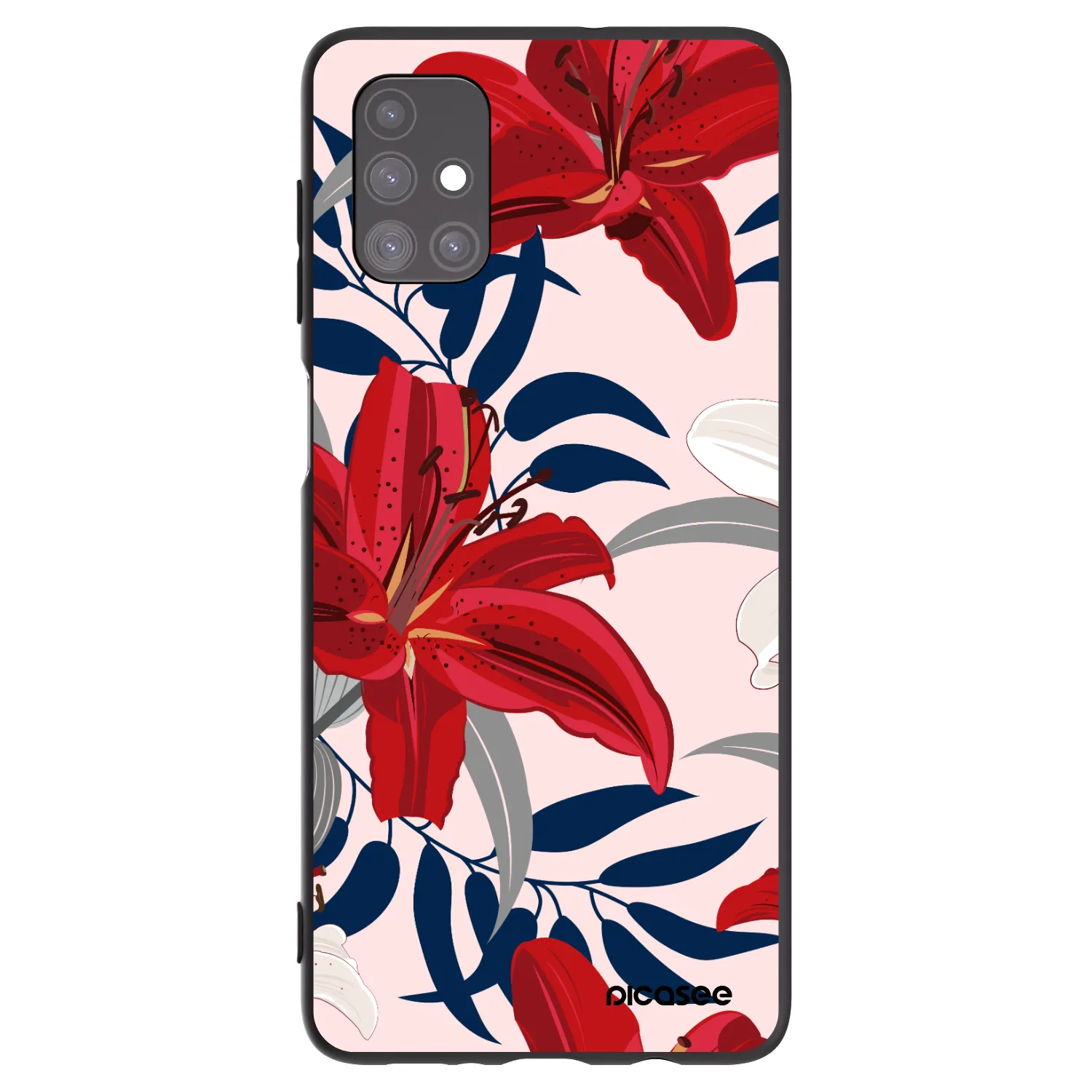 Picasee silikonový černý obal pro Samsung Galaxy M51 M515F - Red Lily