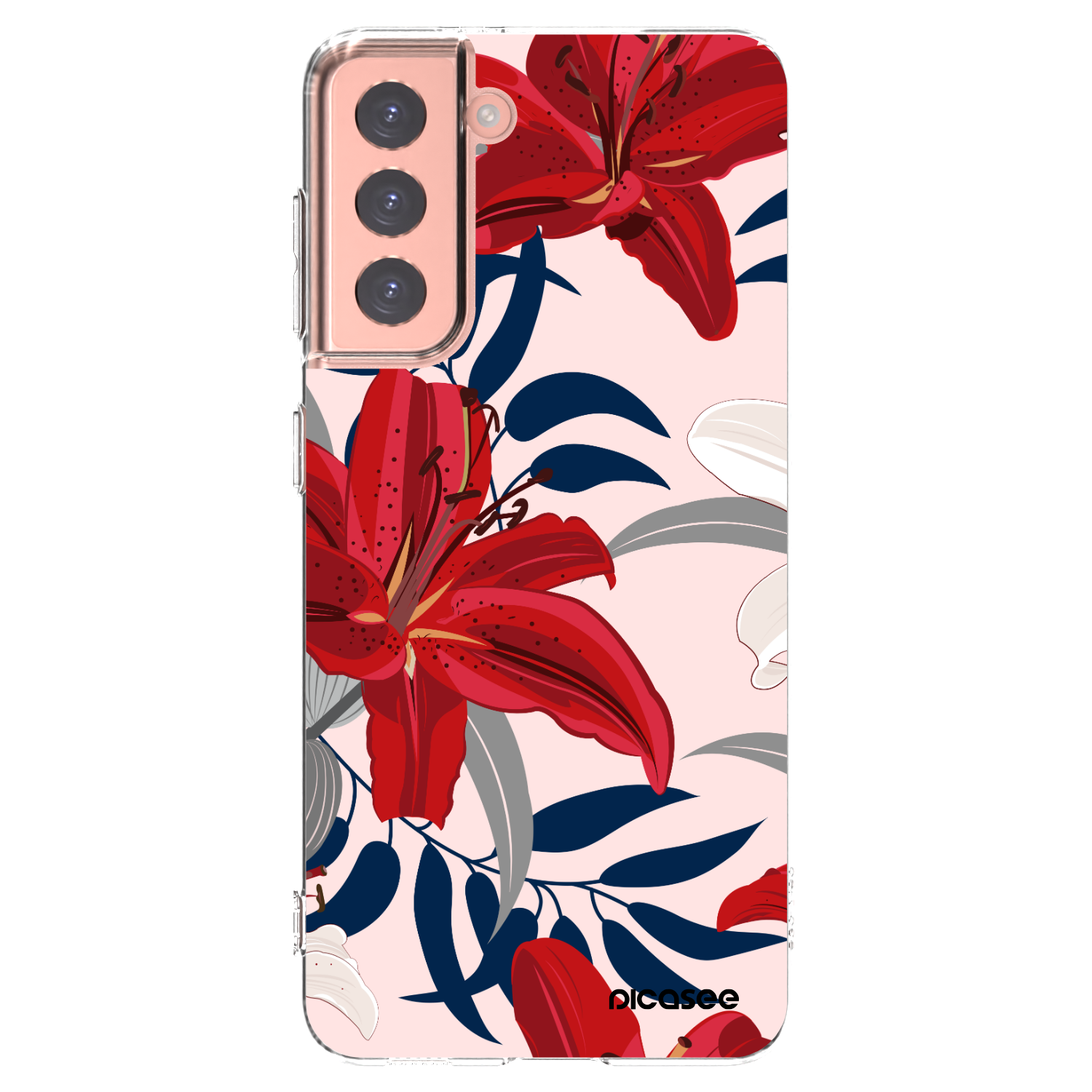 Picasee silikonový průhledný obal pro Samsung Galaxy S21 5G G991B - Red Lily