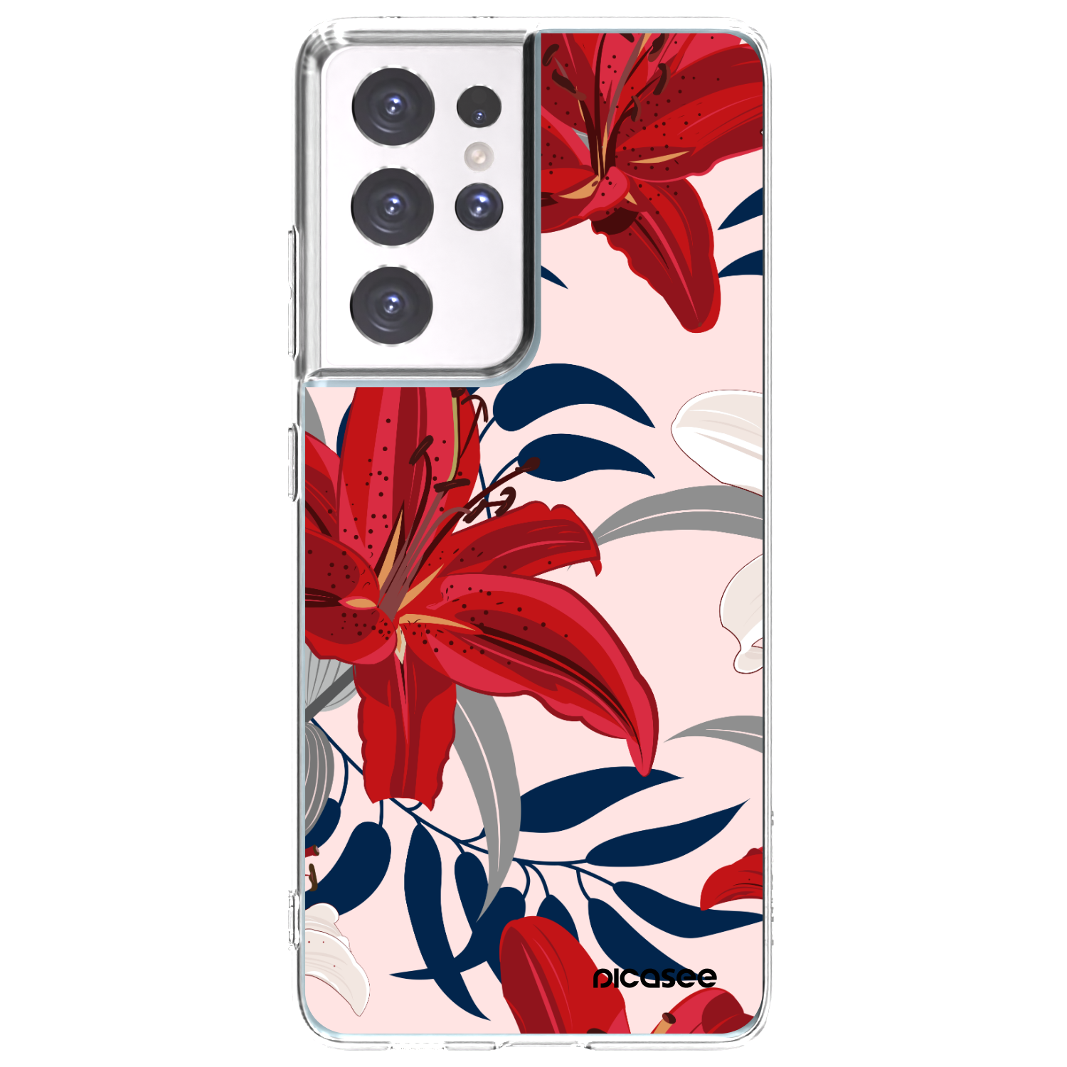 Picasee silikonový průhledný obal pro Samsung Galaxy S21 Ultra 5G G998B - Red Lily