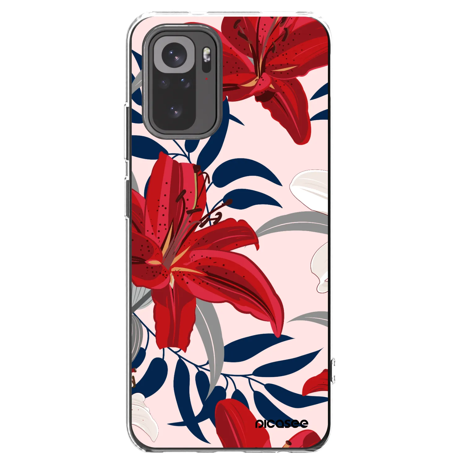 Picasee silikonový průhledný obal pro Xiaomi Redmi Note 10 - Red Lily