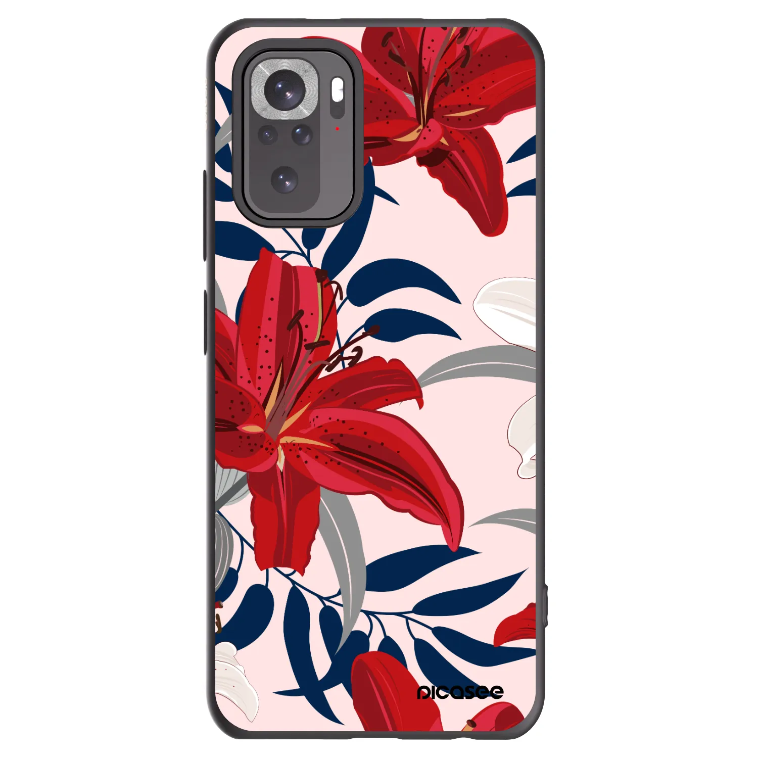 Picasee silikonový černý obal pro Xiaomi Redmi Note 10 - Red Lily