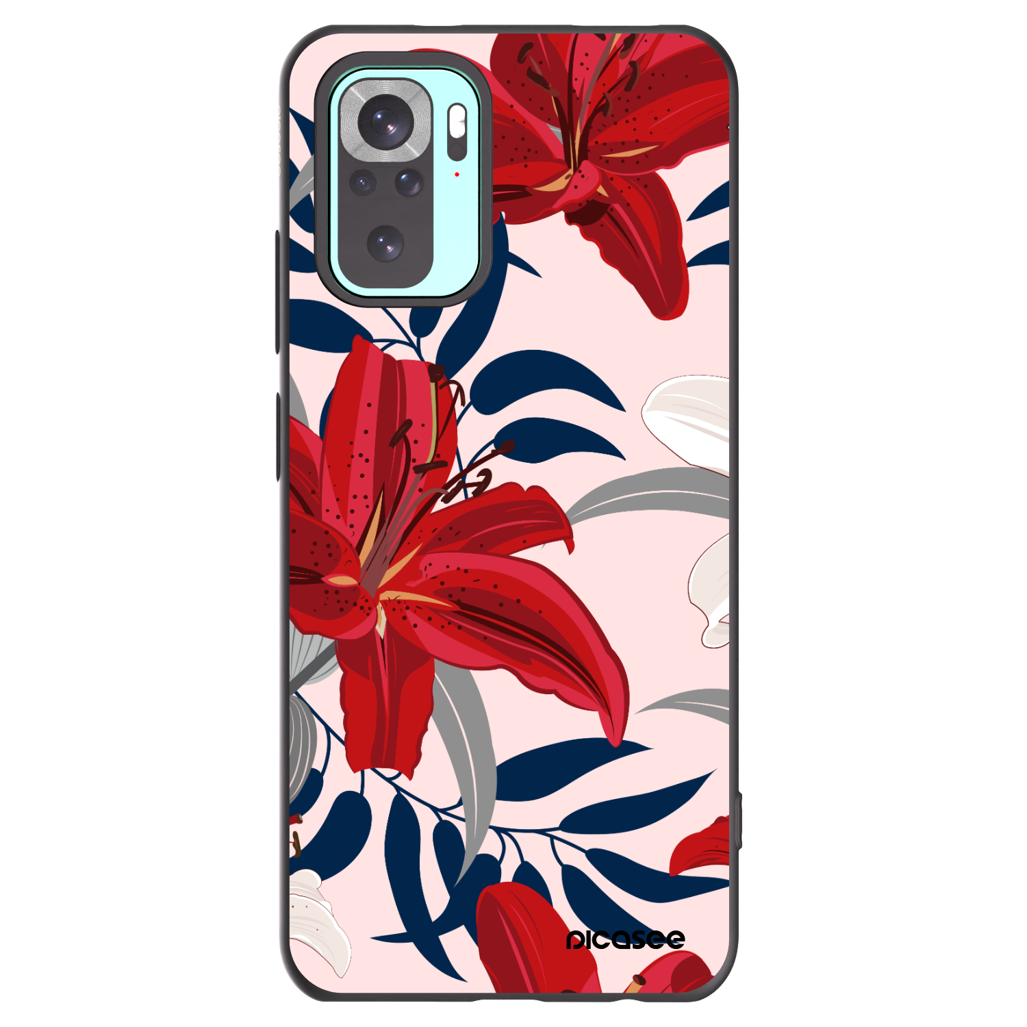 Picasee silikonový černý obal pro Xiaomi Redmi Note 10 Pro - Red Lily