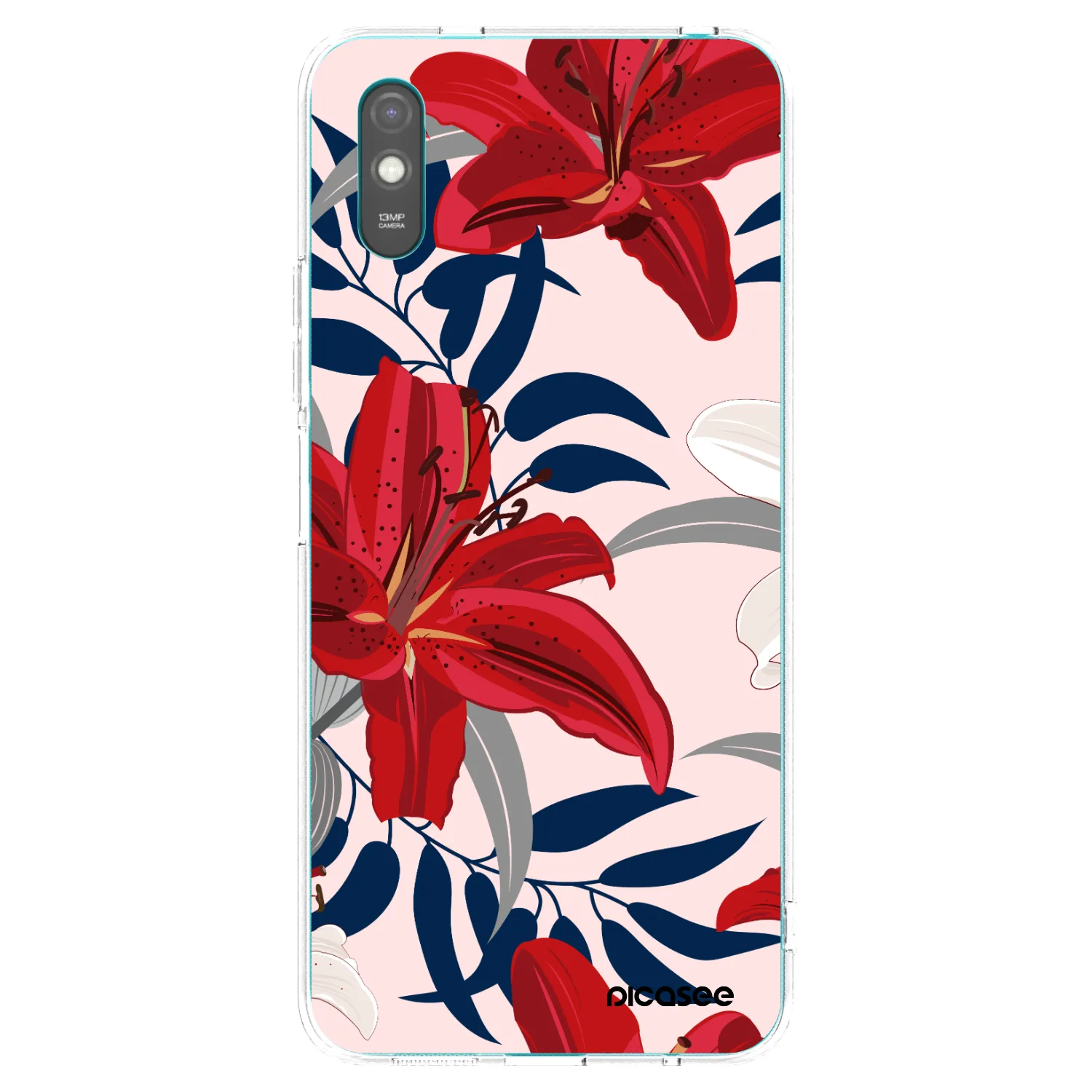 Picasee silikonový průhledný obal pro Xiaomi Redmi 9AT - Red Lily