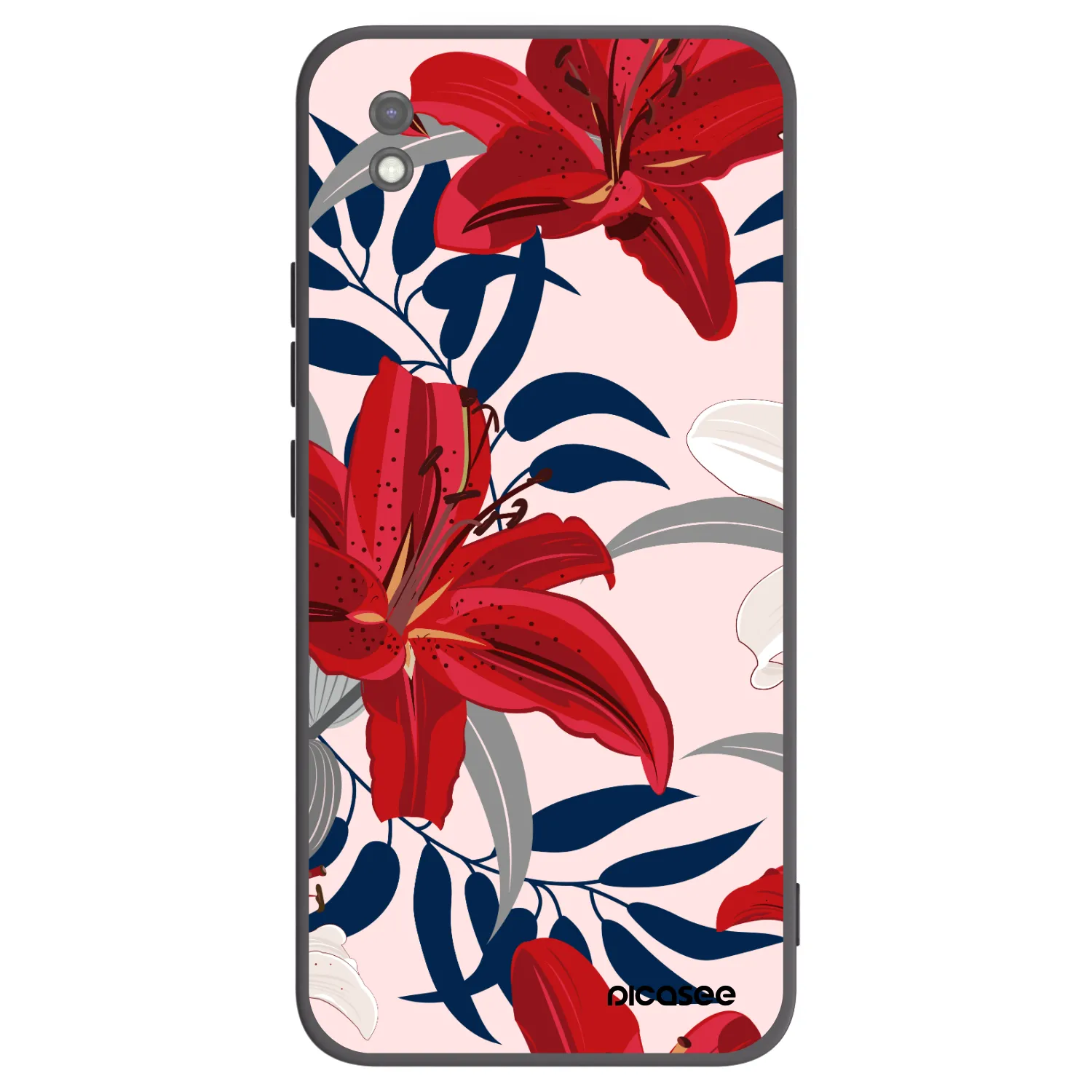 Picasee silikonový černý obal pro Xiaomi Redmi 9AT - Red Lily