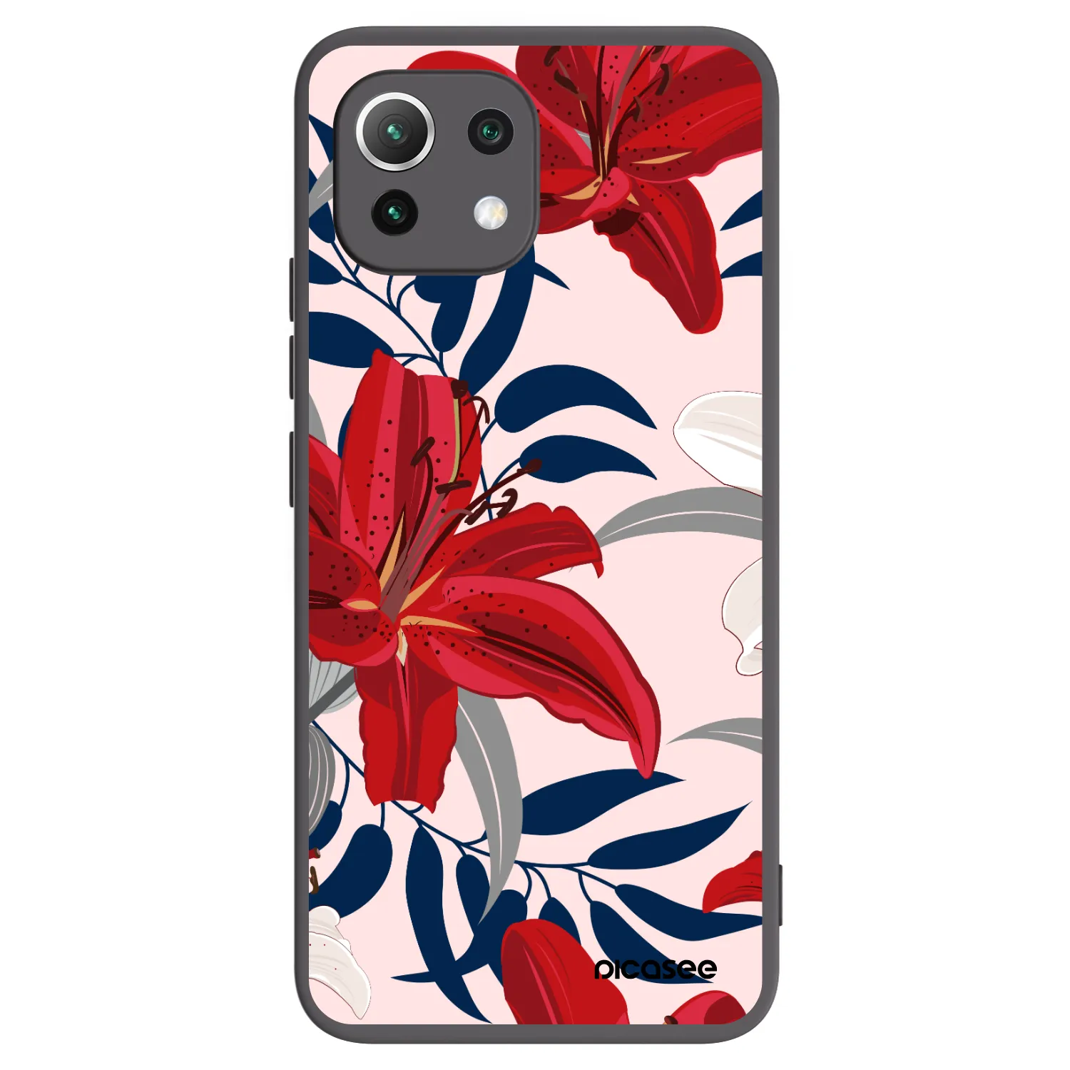 Picasee silikonový černý obal pro Xiaomi Mi 11 Lite - Red Lily