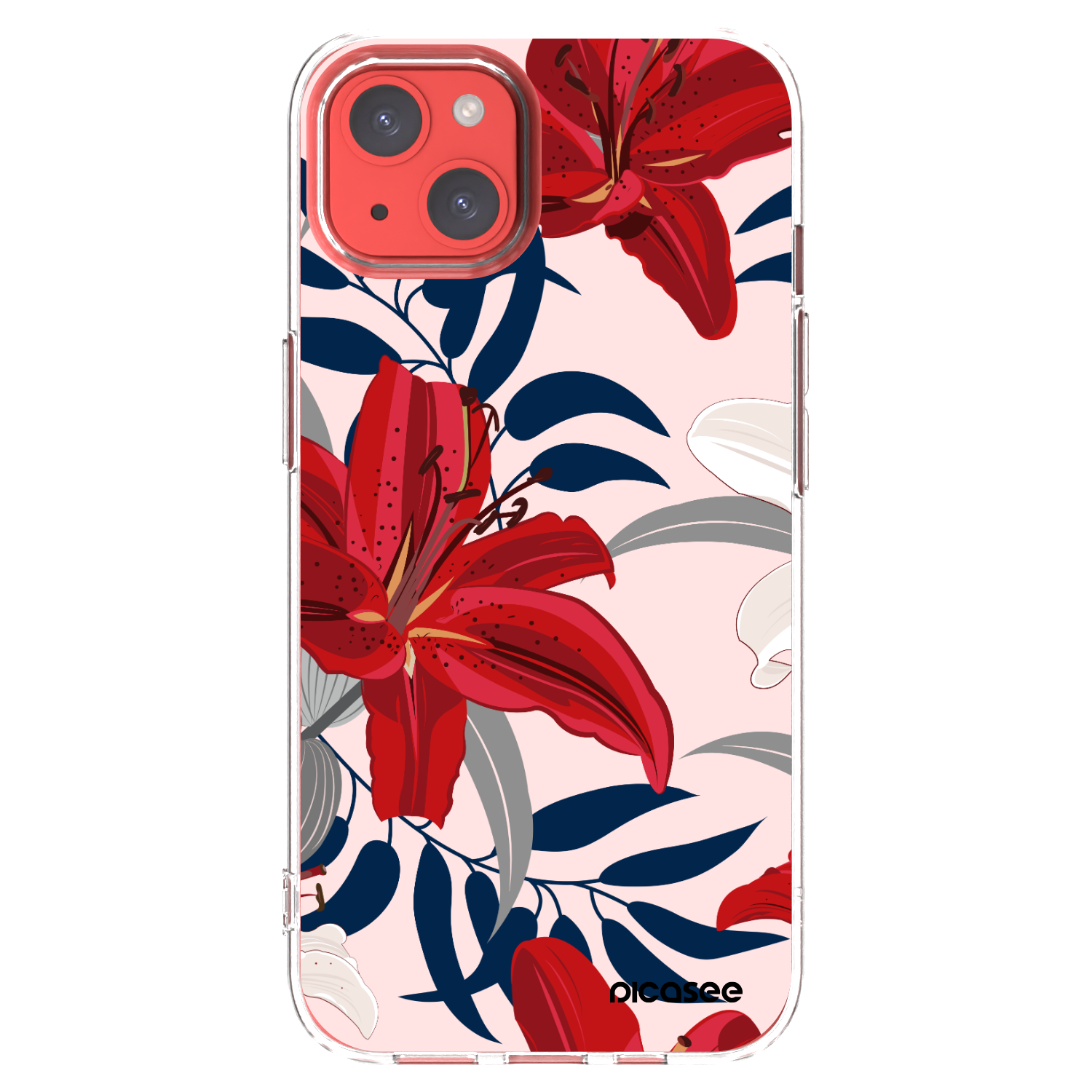 Picasee silikonový průhledný obal pro Apple iPhone 13 - Red Lily