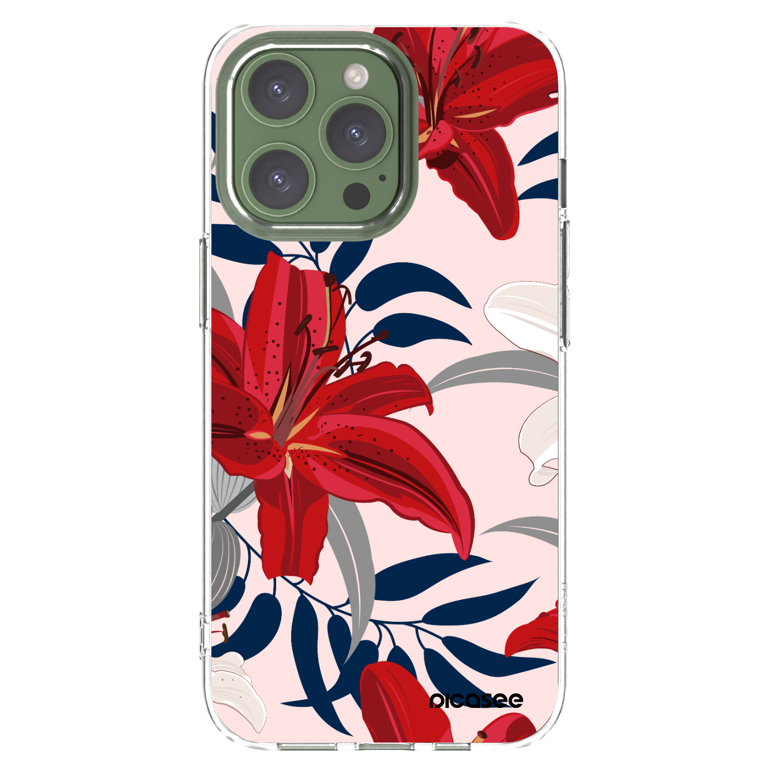 Picasee silikonový průhledný obal pro Apple iPhone 13 Pro - Red Lily