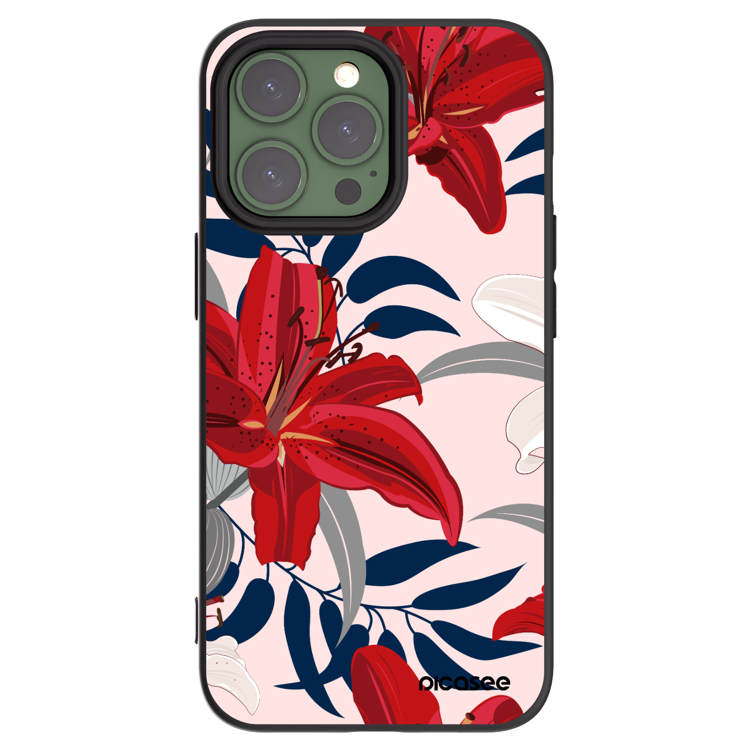 Picasee silikonový černý obal pro Apple iPhone 13 Pro - Red Lily