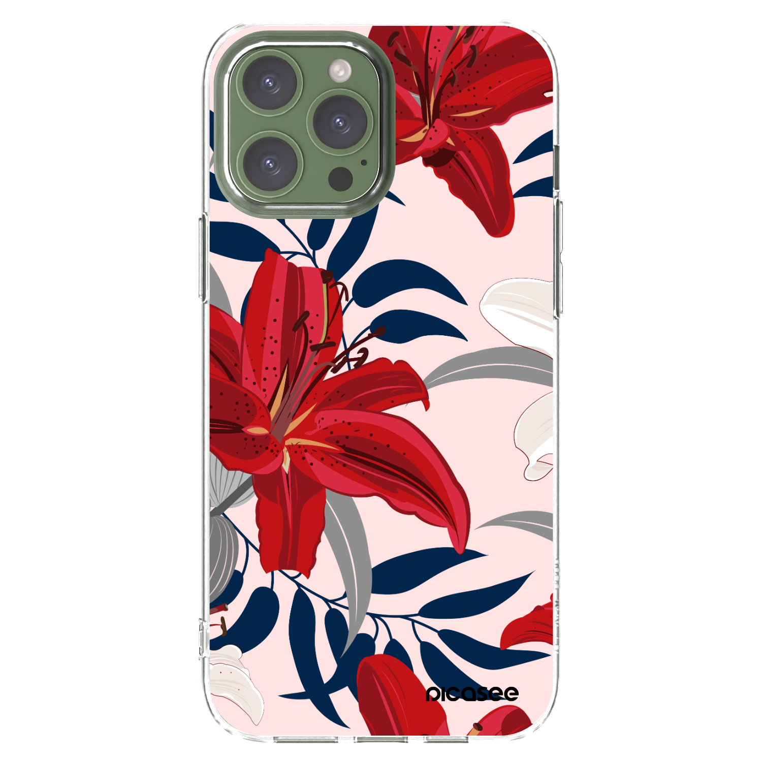Picasee silikonový průhledný obal pro Apple iPhone 13 Pro Max - Red Lily