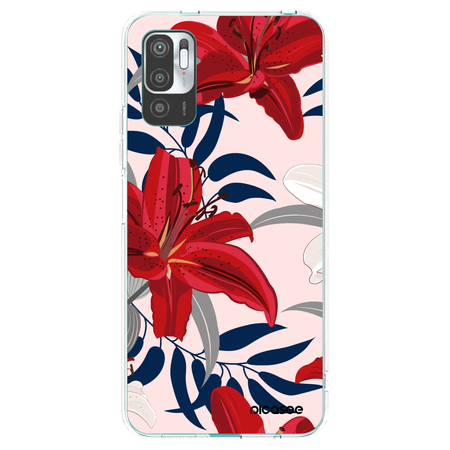 Picasee silikonový průhledný obal pro Xiaomi Redmi Note 10 5G - Red Lily
