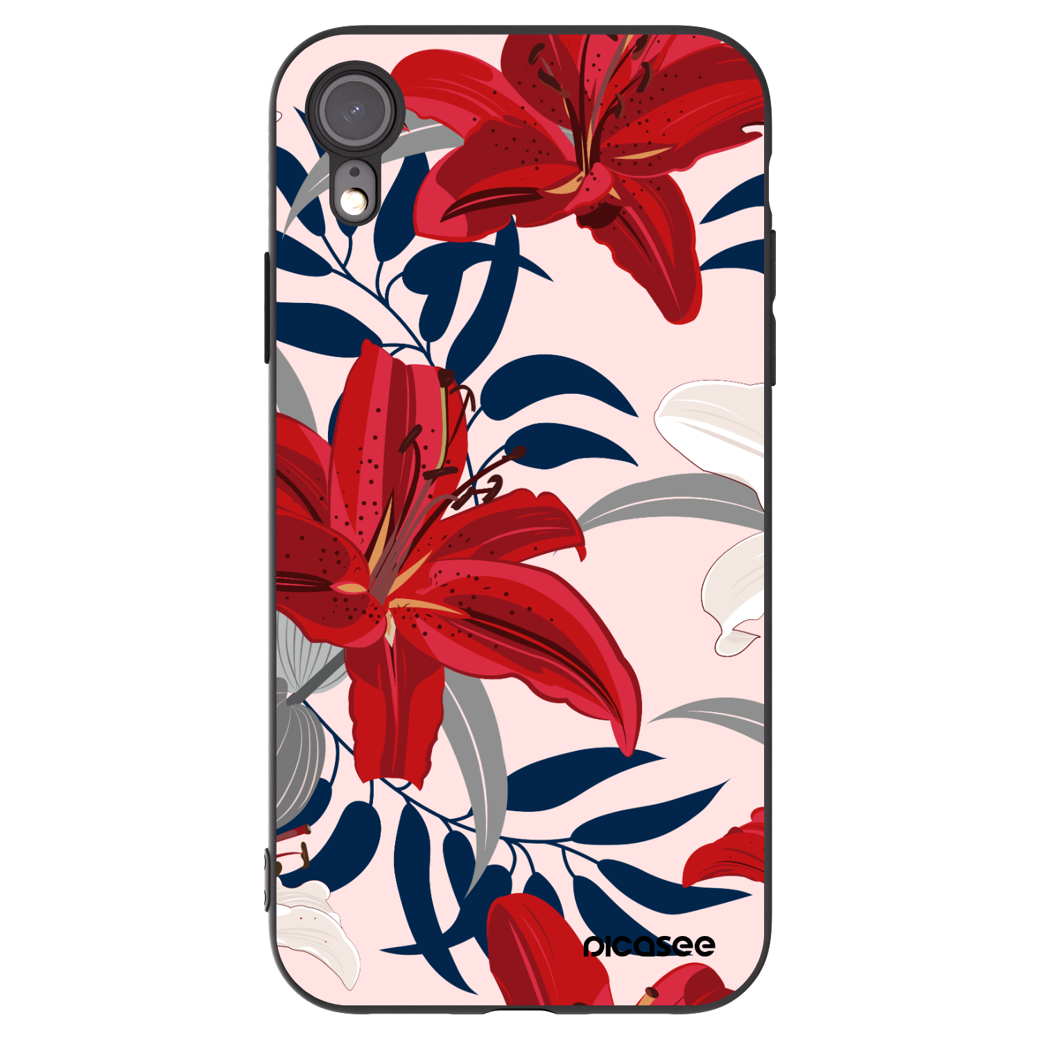 Picasee silikonový černý obal pro Apple iPhone XR - Red Lily