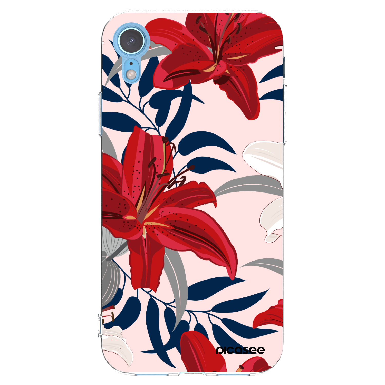 Picasee silikonový průhledný obal pro Apple iPhone XR - Red Lily