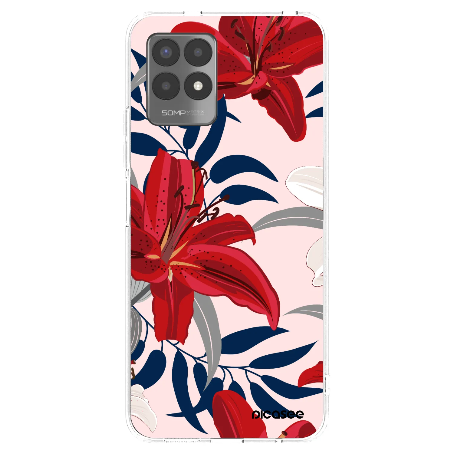 Picasee silikonový průhledný obal pro Realme 8i - Red Lily