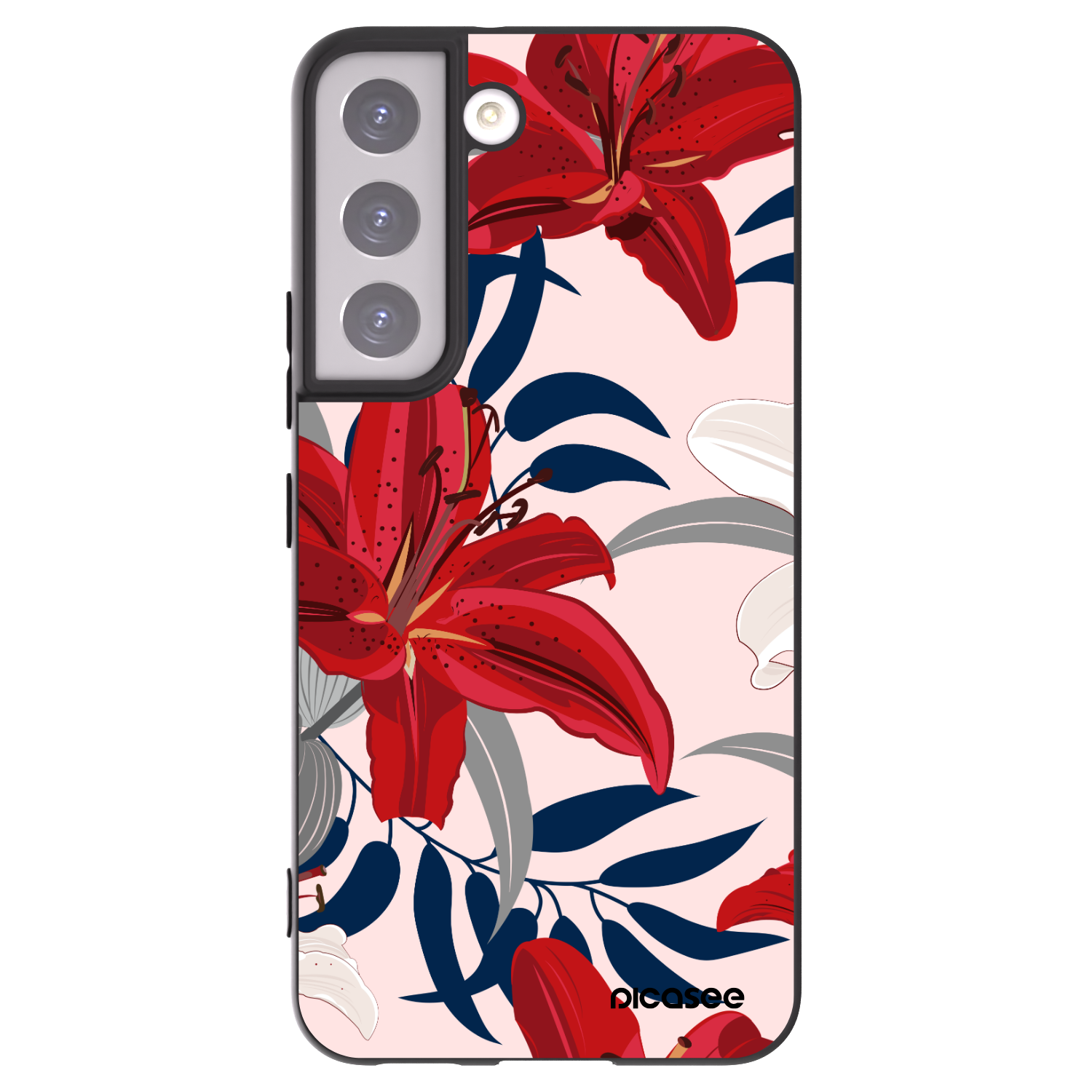 Picasee silikonový černý obal pro Samsung Galaxy S22 5G - Red Lily
