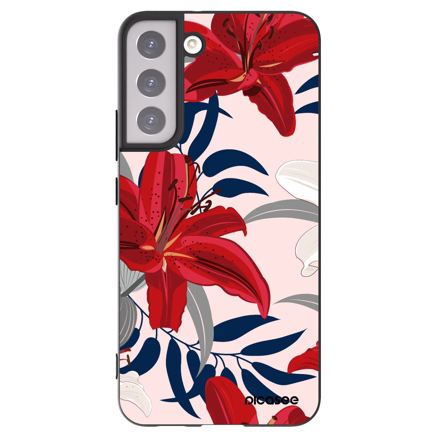Picasee silikonový černý obal pro Samsung Galaxy S22+ 5G - Red Lily